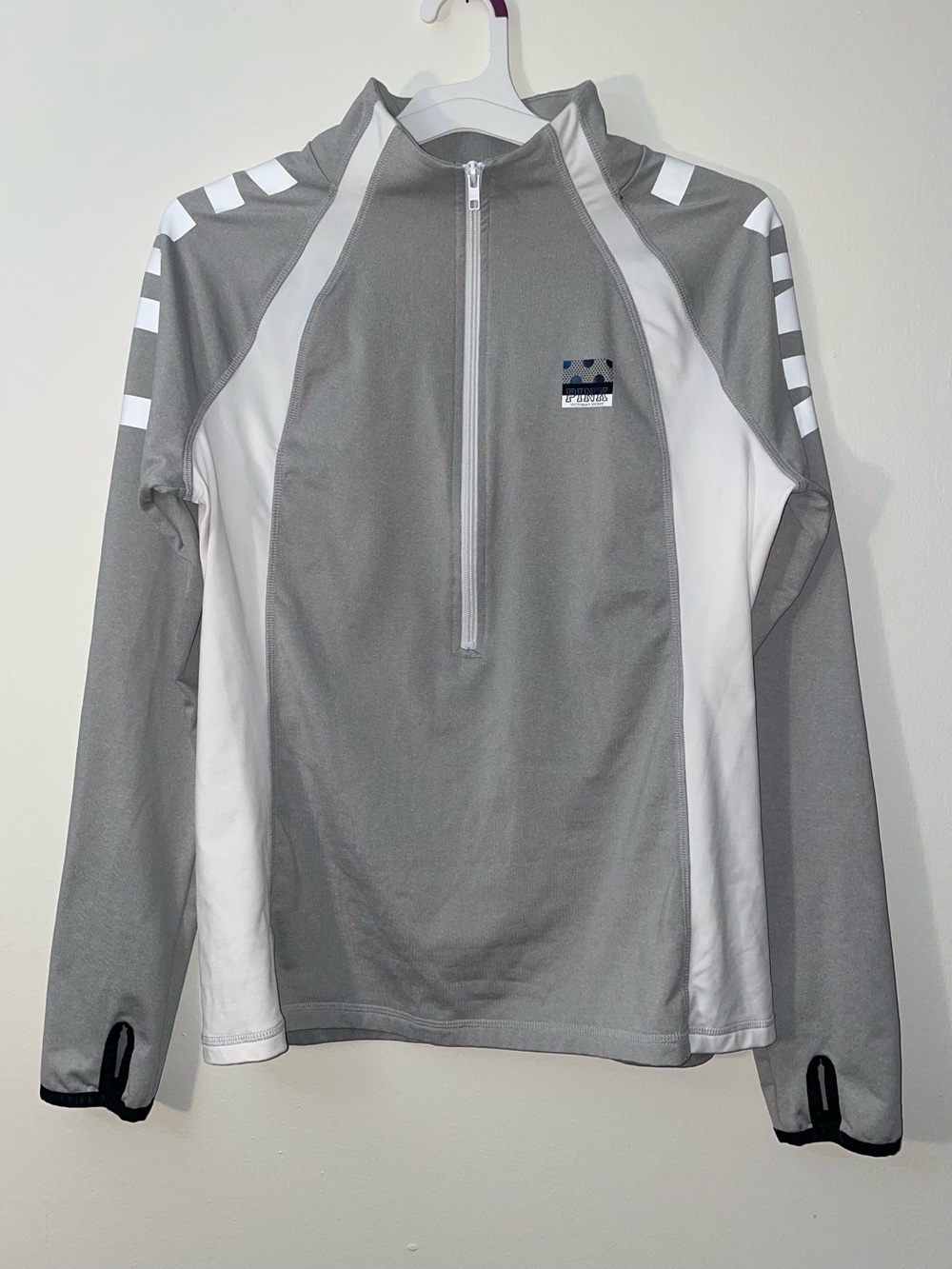 PINK Victoria’s Secret Grey White Colorblock 1/2 Zip Long Sleeve Pullover